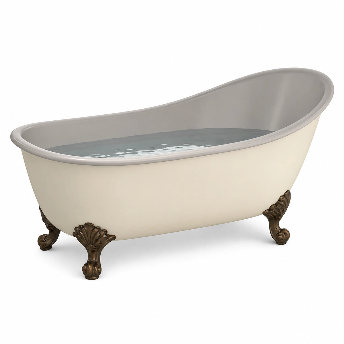 Bañera Independiente de Fibra Acrílica Beige con Pies de Metal 170 cm