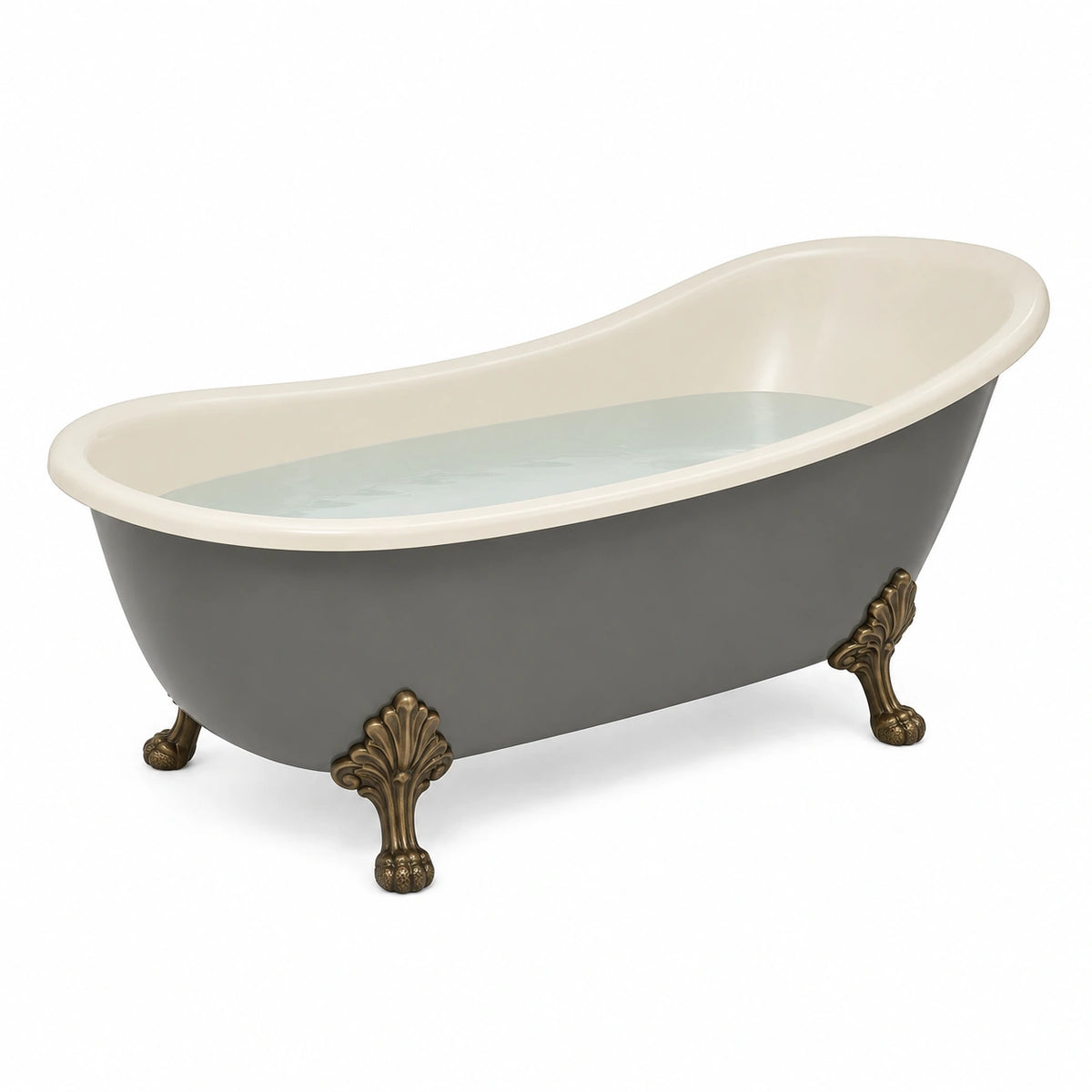 Bañera Independiente de Hierro Fundido con Patas de Latón Gris/Crema 150 cm