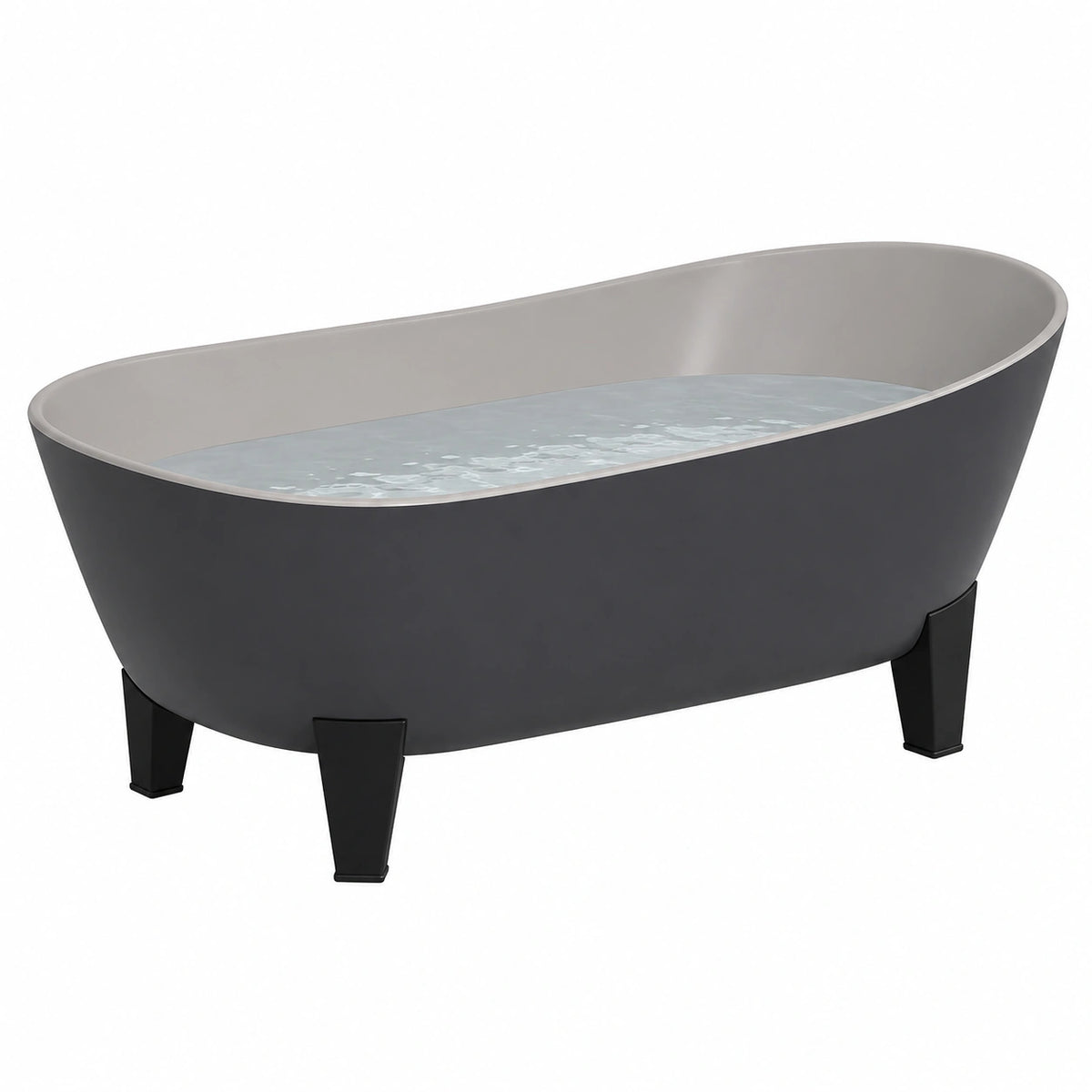 Bañera independiente de plástico negro 120x60x58 cm