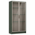 Vitrina de madera con puertas de vidrio templado verde 180x80x40cm