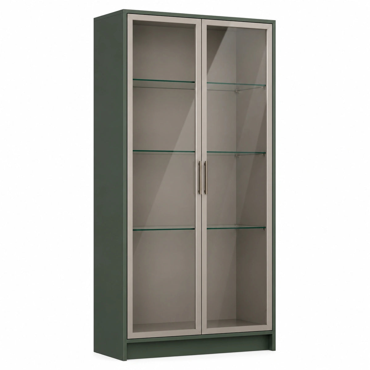 Vitrina de madera con puertas de vidrio templado verde 180x80x40cm
