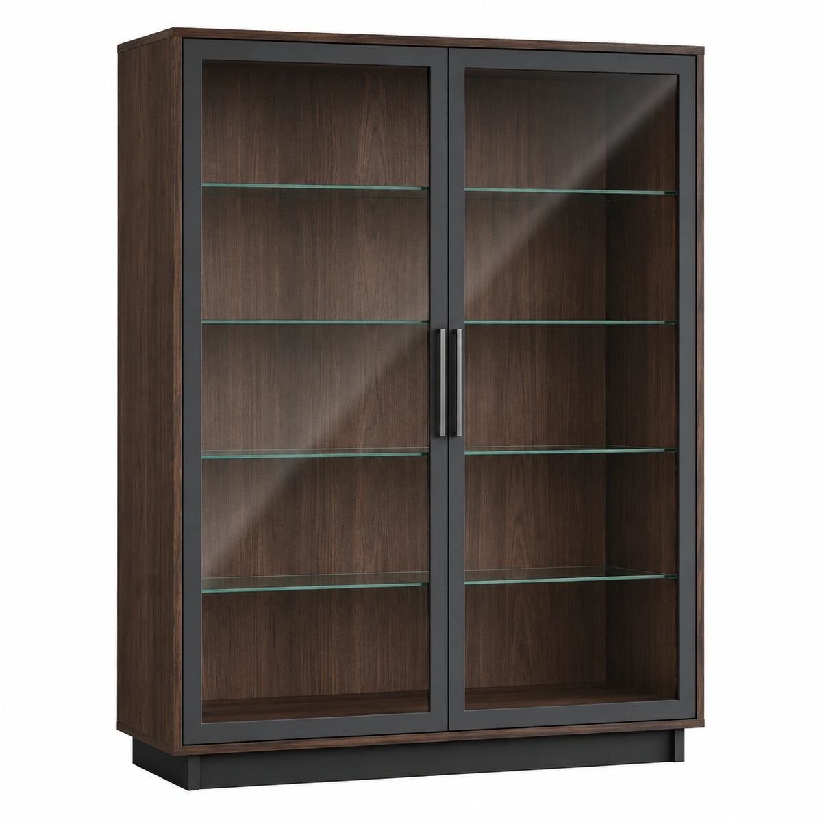 Vitrina de Madera con Puertas de Vidrio Templado Marrón/Negro