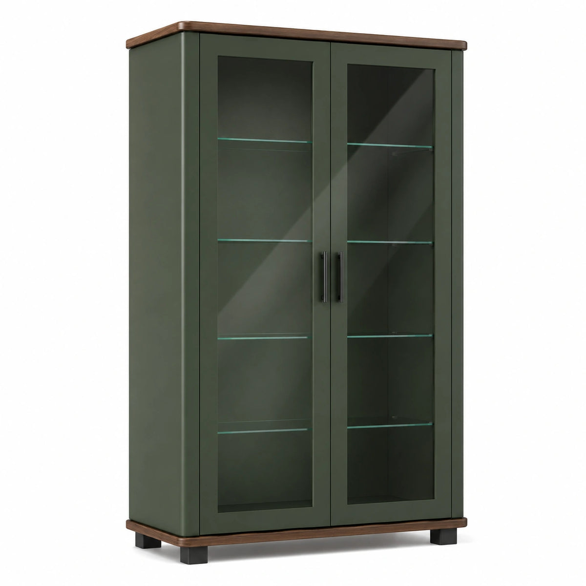 Vitrina de Vidrio Templado con Estructura de MDF y Tapa de Madera 180 cm