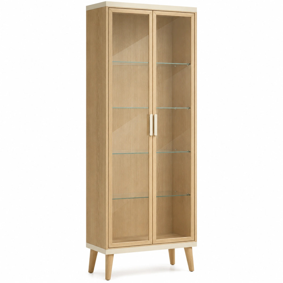 Vitrina de Madera y Vidrio Templado con Puertas Dobles