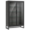Vitrina de Metal con Puertas de Vidrio Templado Negro