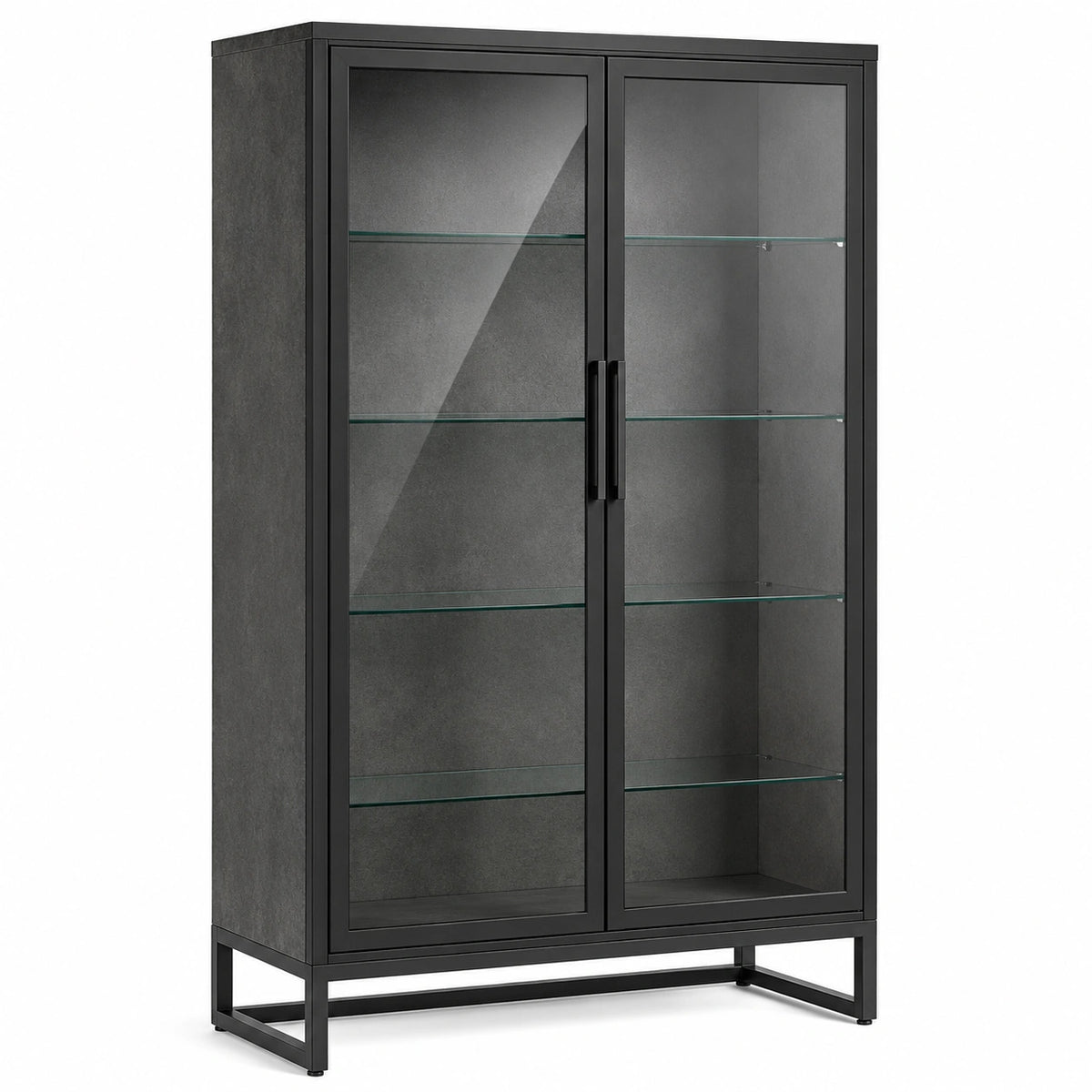 Vitrina de Metal con Puertas de Vidrio Templado Negro