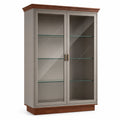 Vitrina de madera y vidrio templado gris y marrón 180x90x40 cm