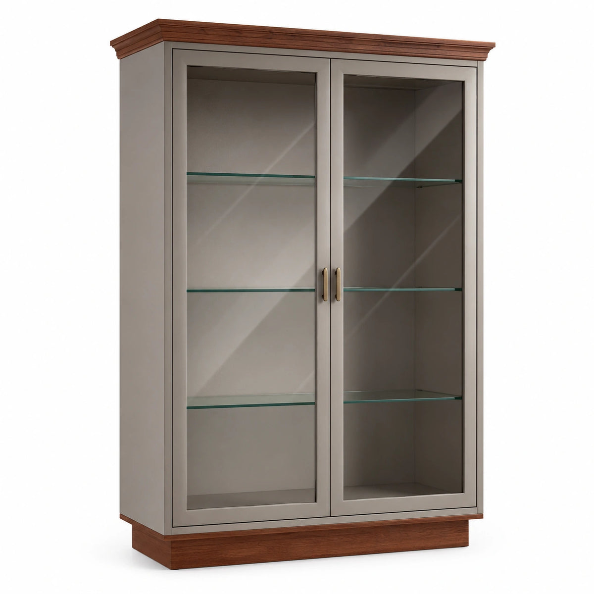 Vitrina de madera y vidrio templado gris y marrón 180x90x40 cm