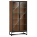 Vitrina de Madera y Metal con Puertas de Vidrio Templado