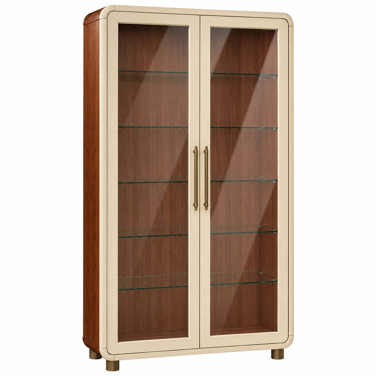 Vitrina de madera y vidrio templado con estantes ajustables