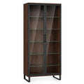 Vitrina de Madera y Metal con Puertas de Vidrio Templado 180x80x40 cm
