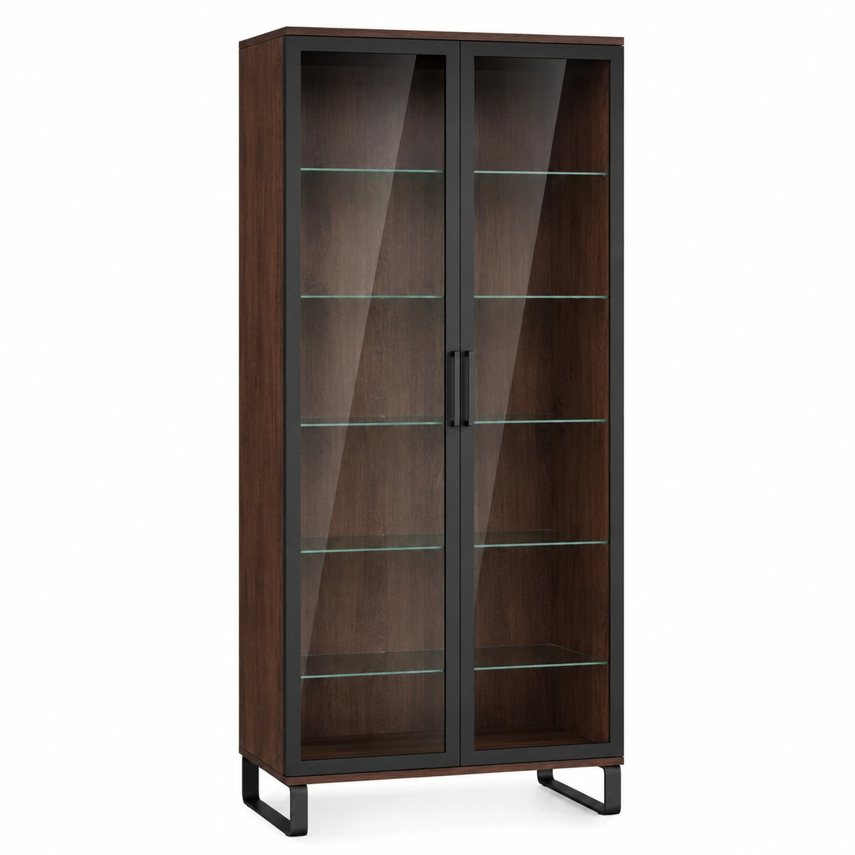Vitrina de Madera y Metal con Puertas de Vidrio Templado 180x80x40 cm