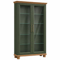 Vitrina de MDF y Vidrio Templado Verde con 5 Estantes