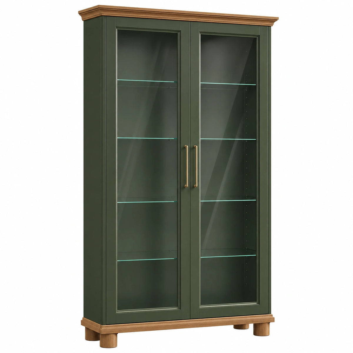 Vitrina de MDF y Vidrio Templado Verde con 5 Estantes