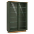Vitrina de Madera y Vidrio Verde con Puertas de Vidrio Templado