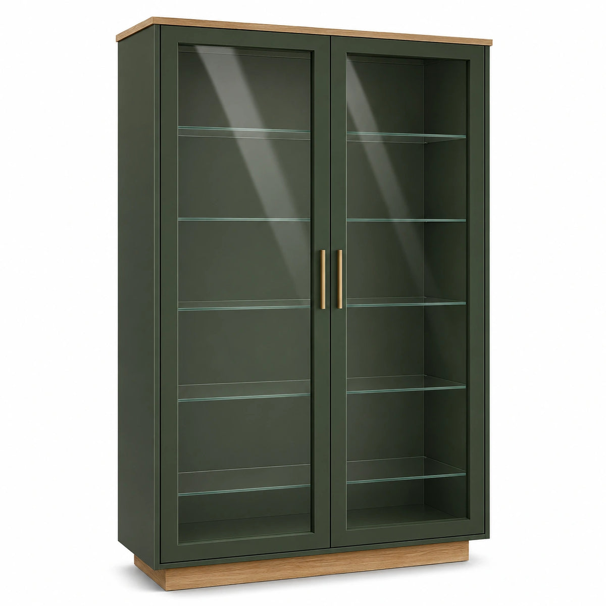 Vitrina de Madera y Vidrio Verde con Puertas de Vidrio Templado