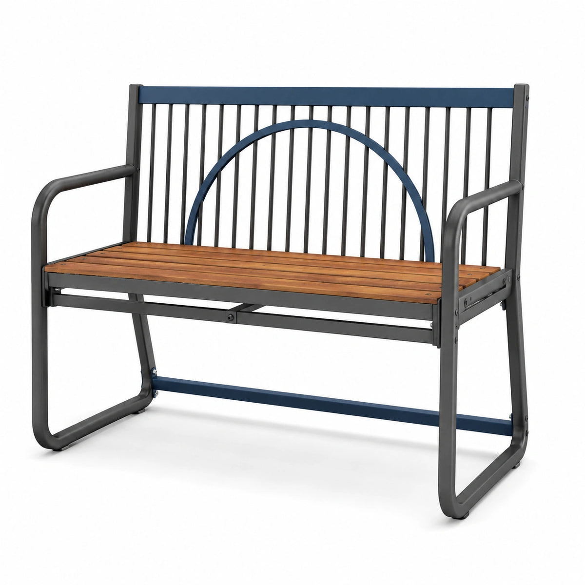 Banco de jardín de acero y madera teca 120 cm