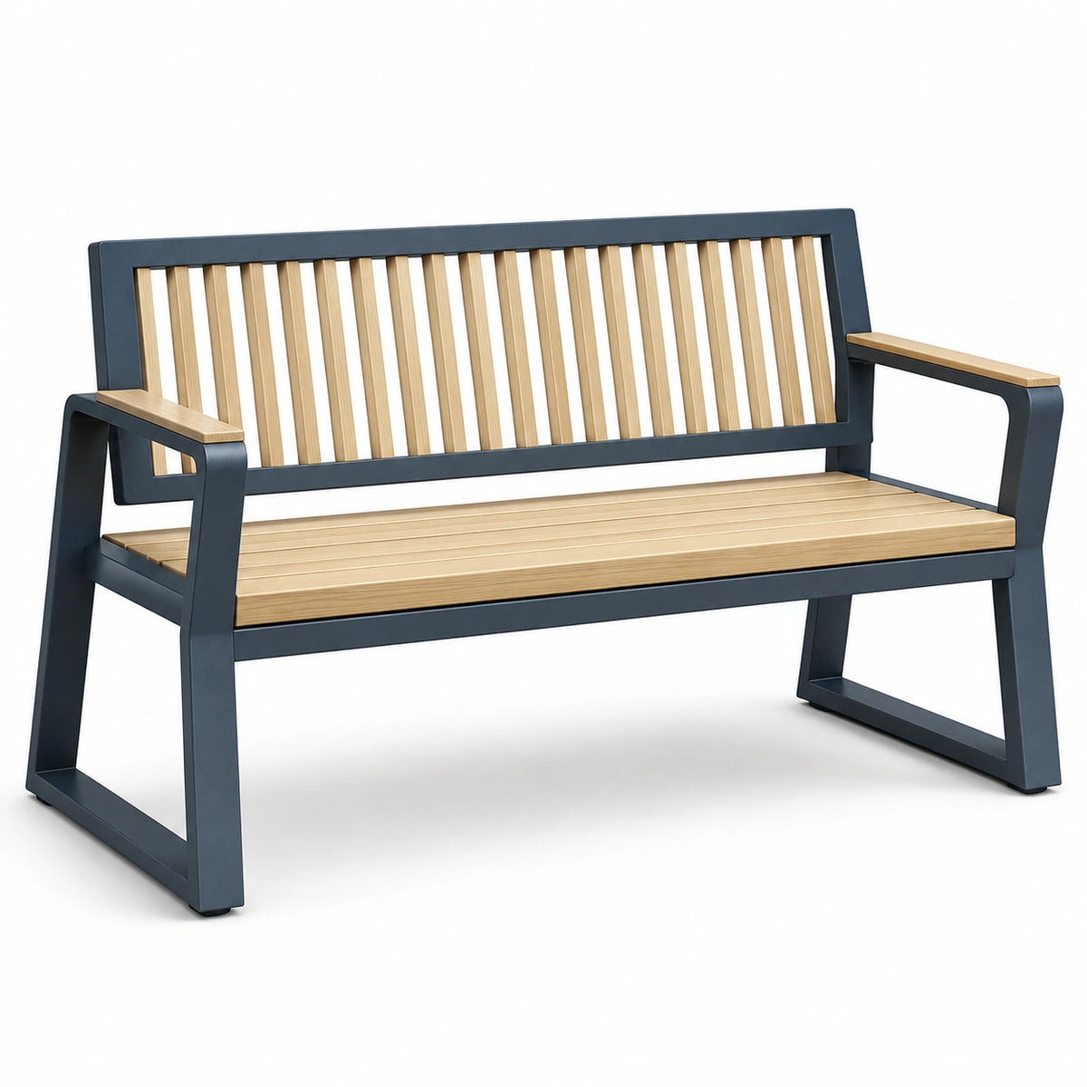 Banco de jardín de aluminio y madera 120x60x85 cm