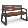 Banco de jardín de metal y madera marrón/negro 122 cm