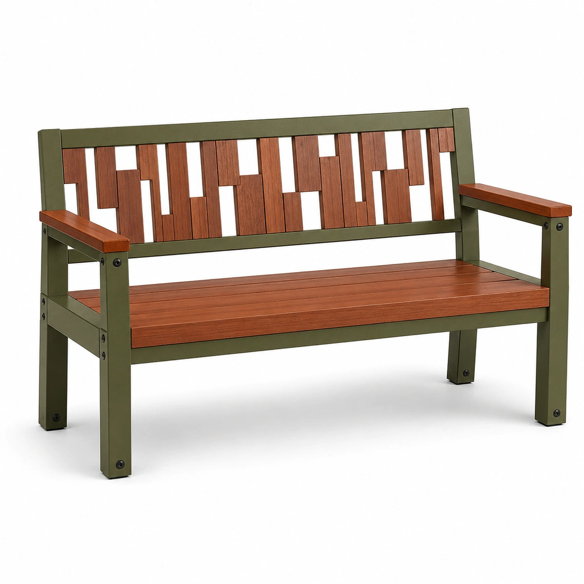 Banco de madera y metal para exterior 120x60x80 cm