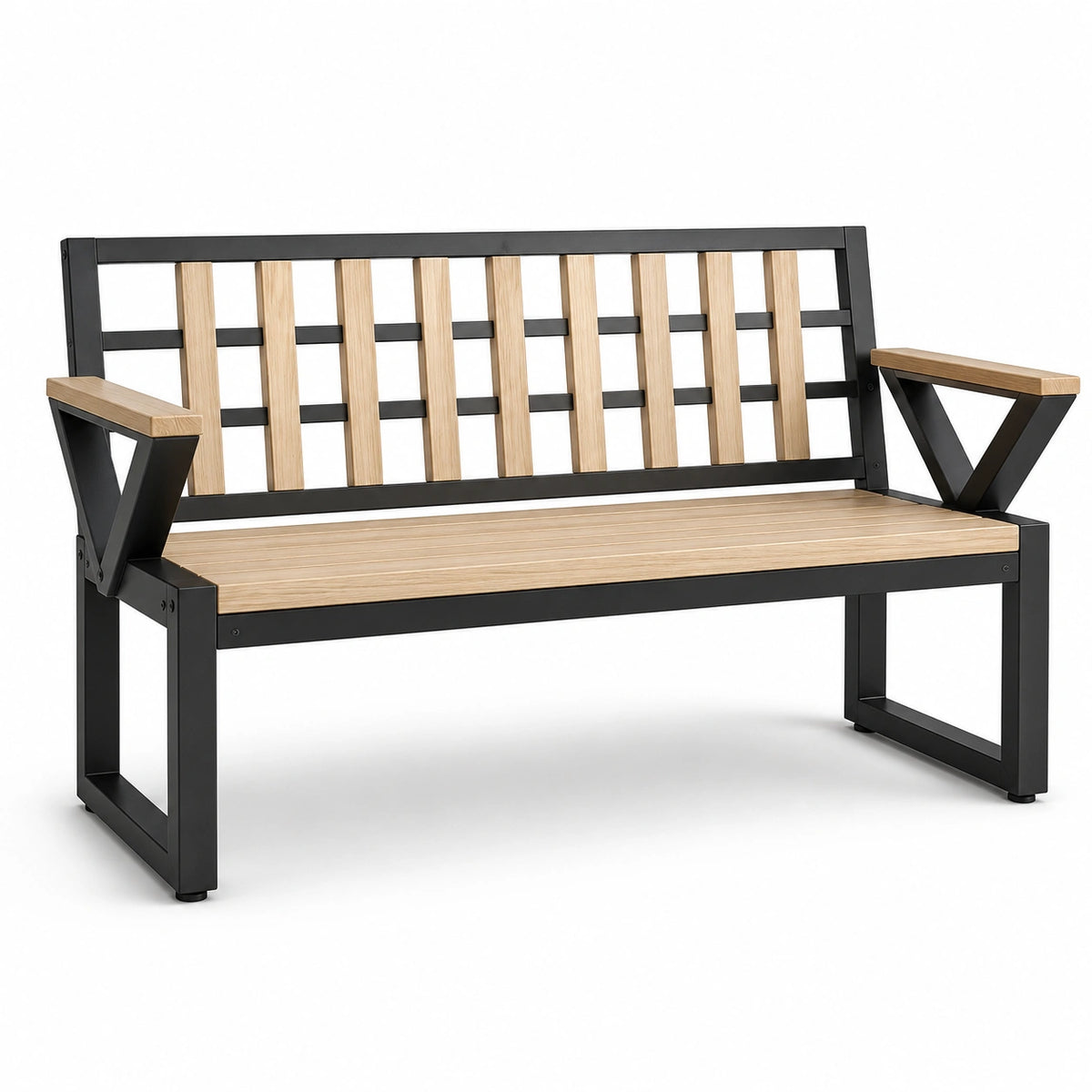 Banco de Madera y Metal Negro 120x60x85 cm