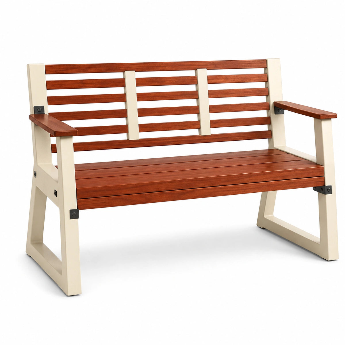 Banco de Madera y Acero Marrón y Beige