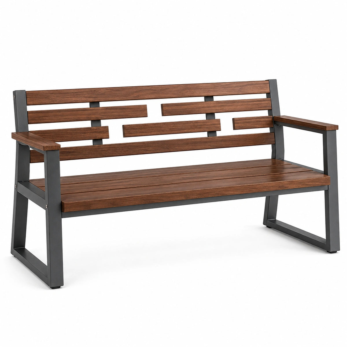 Banco de jardín de madera y metal 120x60x85 cm