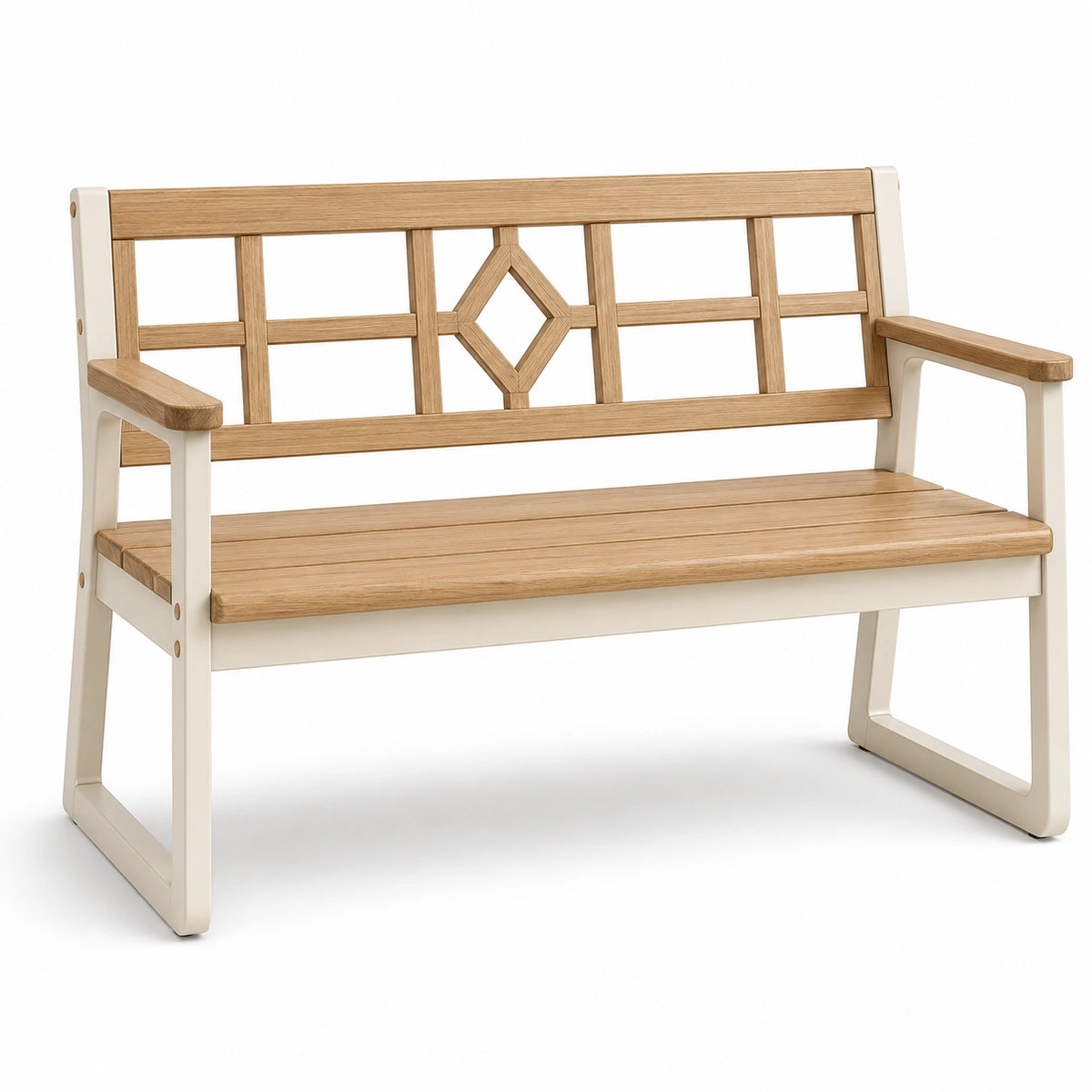 Banco de madera de roble y metal, 140 cm
