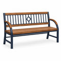 Banco de jardín de madera y metal azul 120 cm
