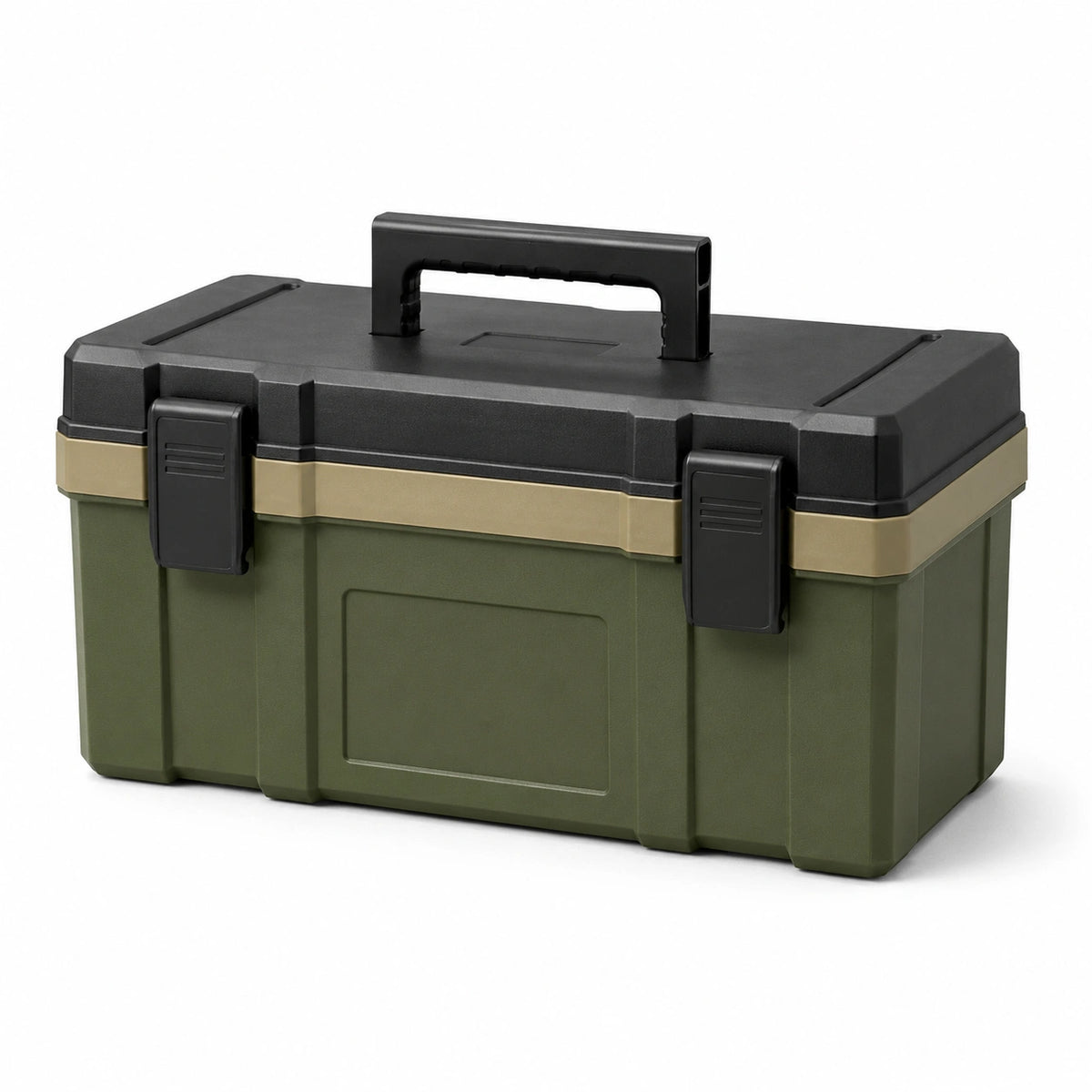 Caja de herramientas de plástico verde y negro 40x20x15 cm