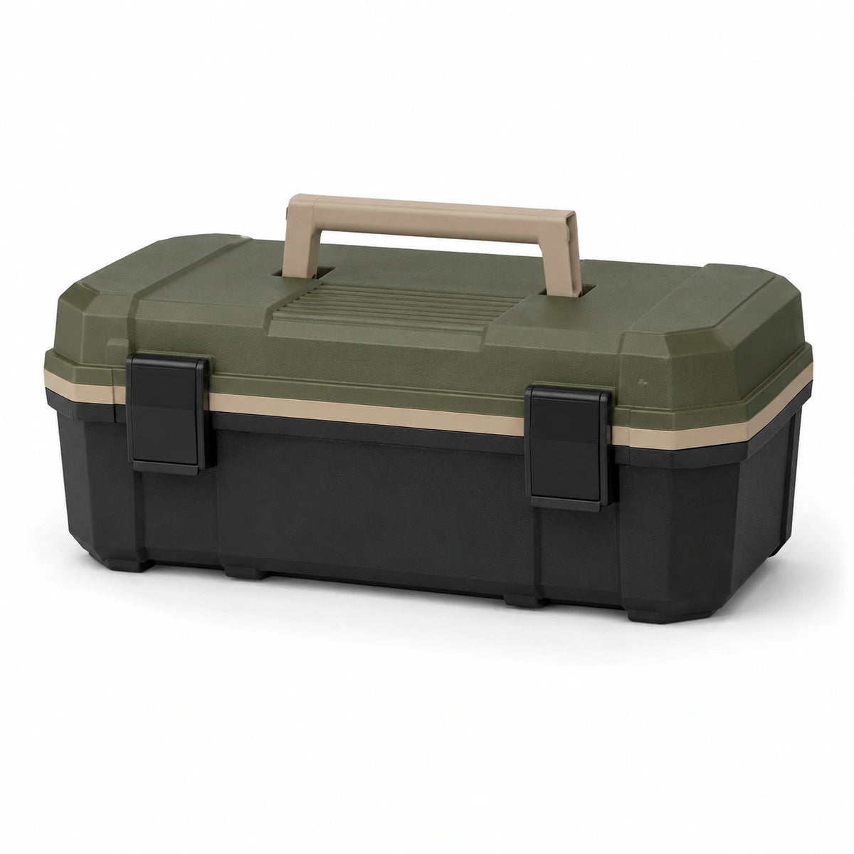 Caja de herramientas de plástico verde/negro con asa 35cm