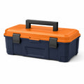 Caja de herramientas de plástico naranja y azul con asa 42 cm