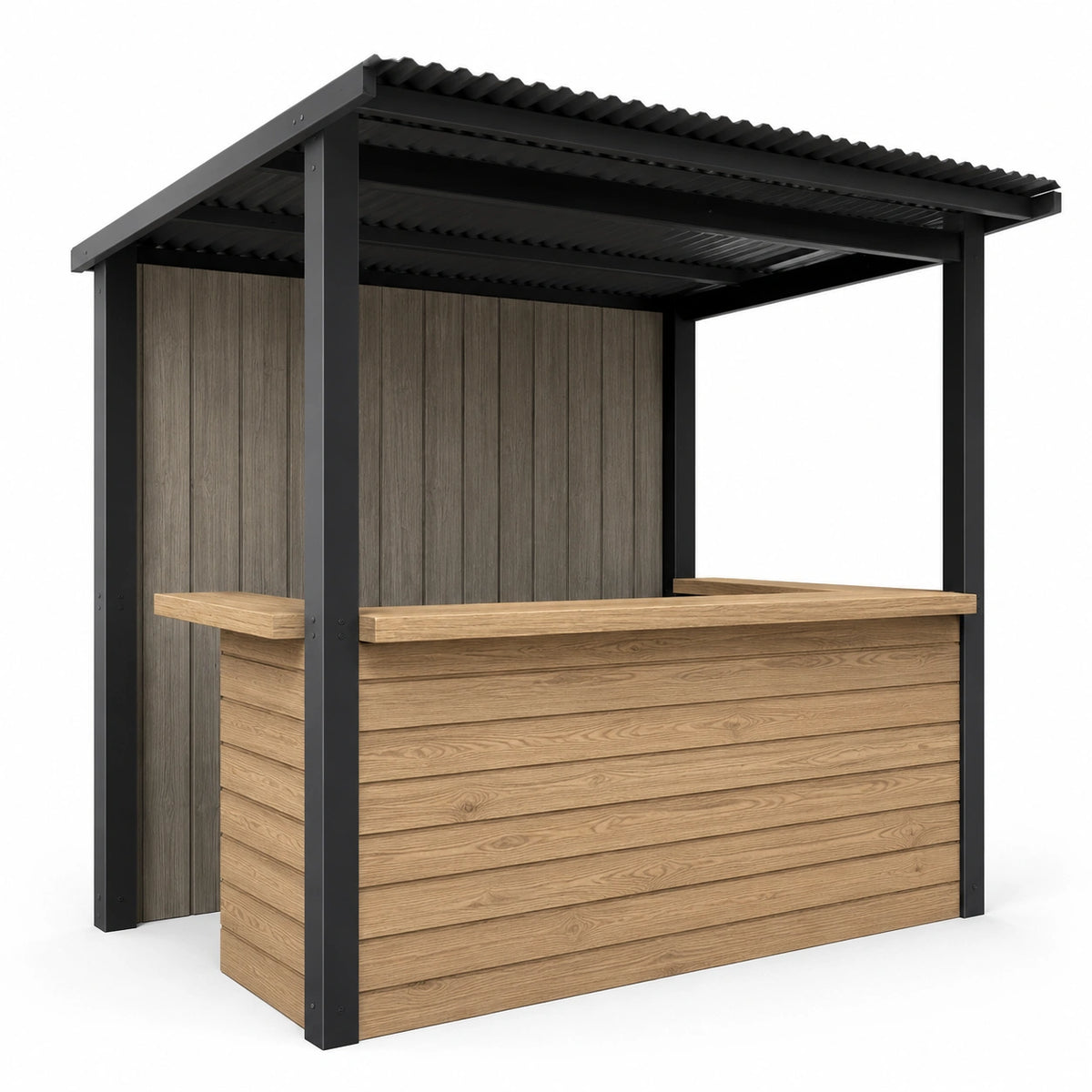 Bar de jardín de metal y madera para exteriores 200x100x220 cm