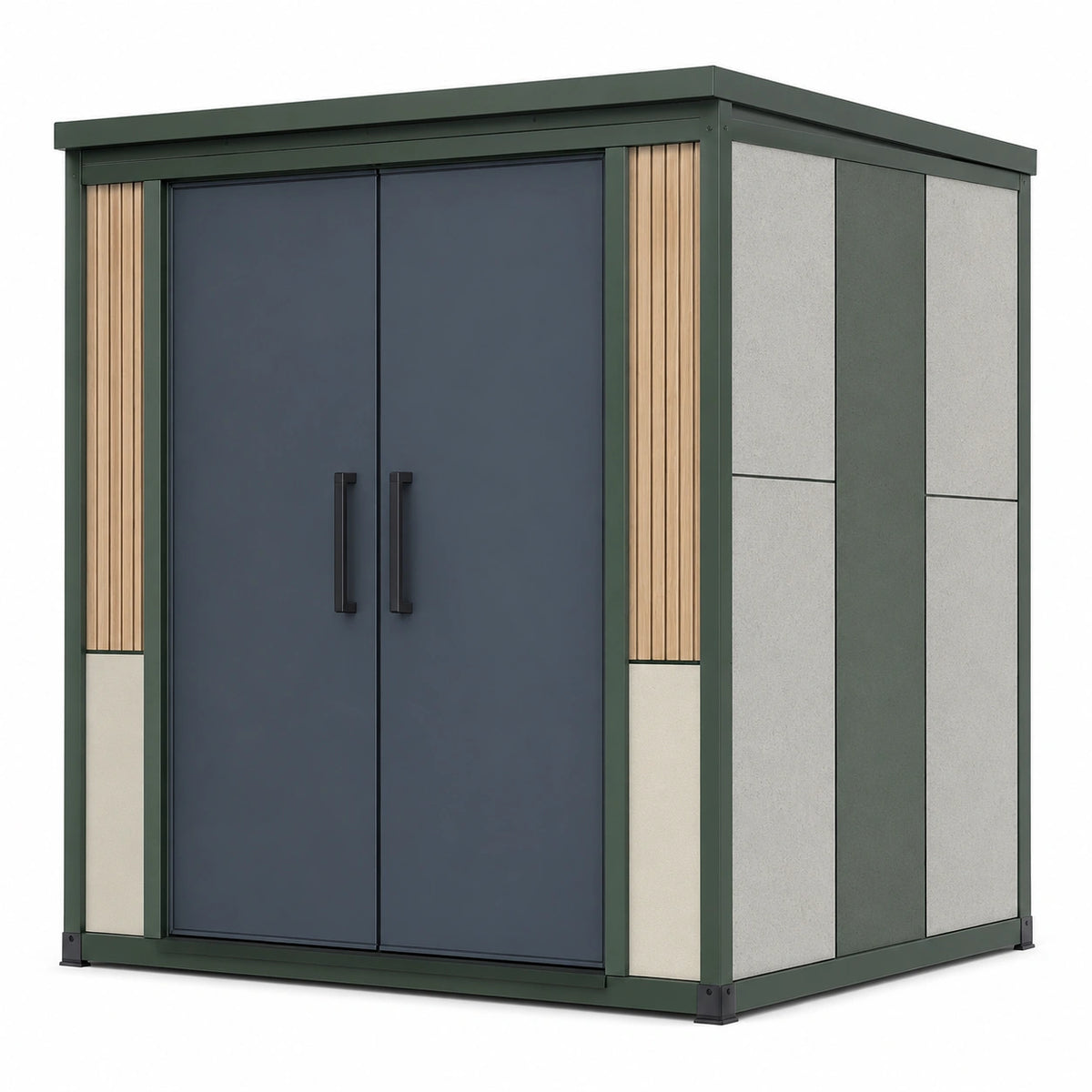Caseta de Jardín de Acero Galvanizado y Madera 210x190x190 cm Verde/Gris/Azul