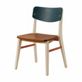 Silla de Madera Contrachapada con Respaldo Azul y Asiento Marrón