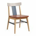 Silla de madera multicolor con respaldo y asiento de MDF