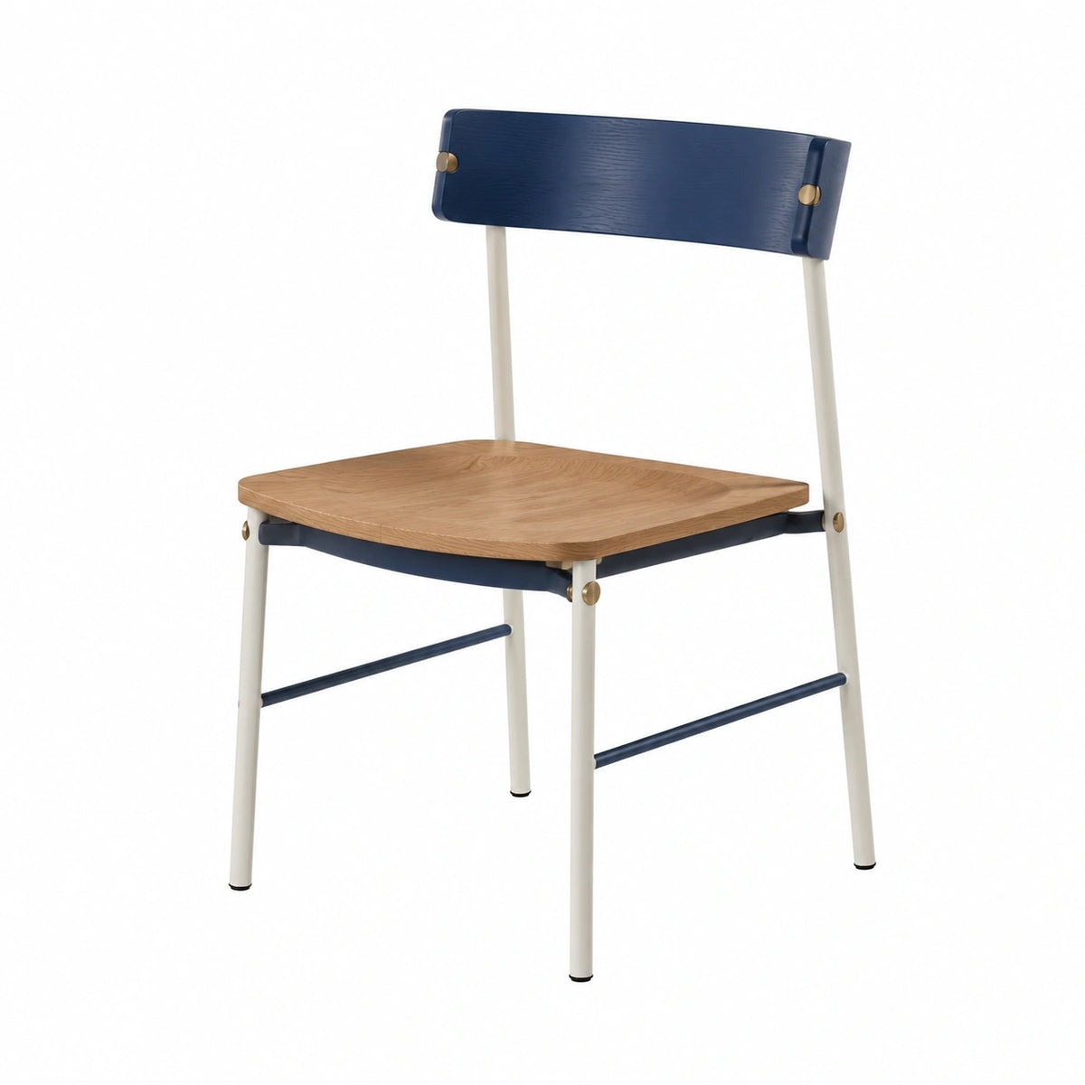 Silla de Madera y Metal Azul y Blanco