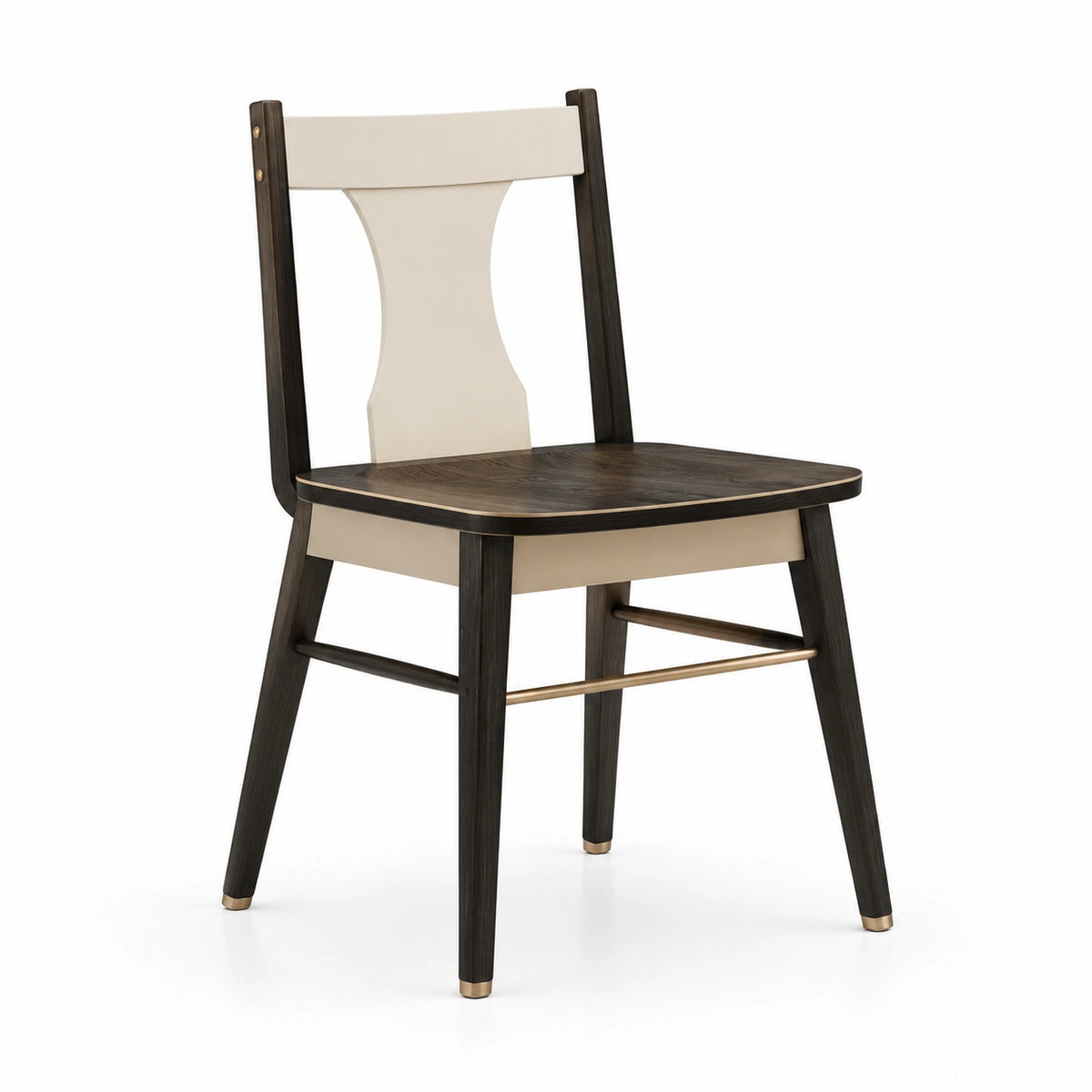Silla de madera y cuero sintético Negro/Beige