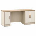 Escritorio de Madera y MDF con Puertas Beige 140x50x75 cm