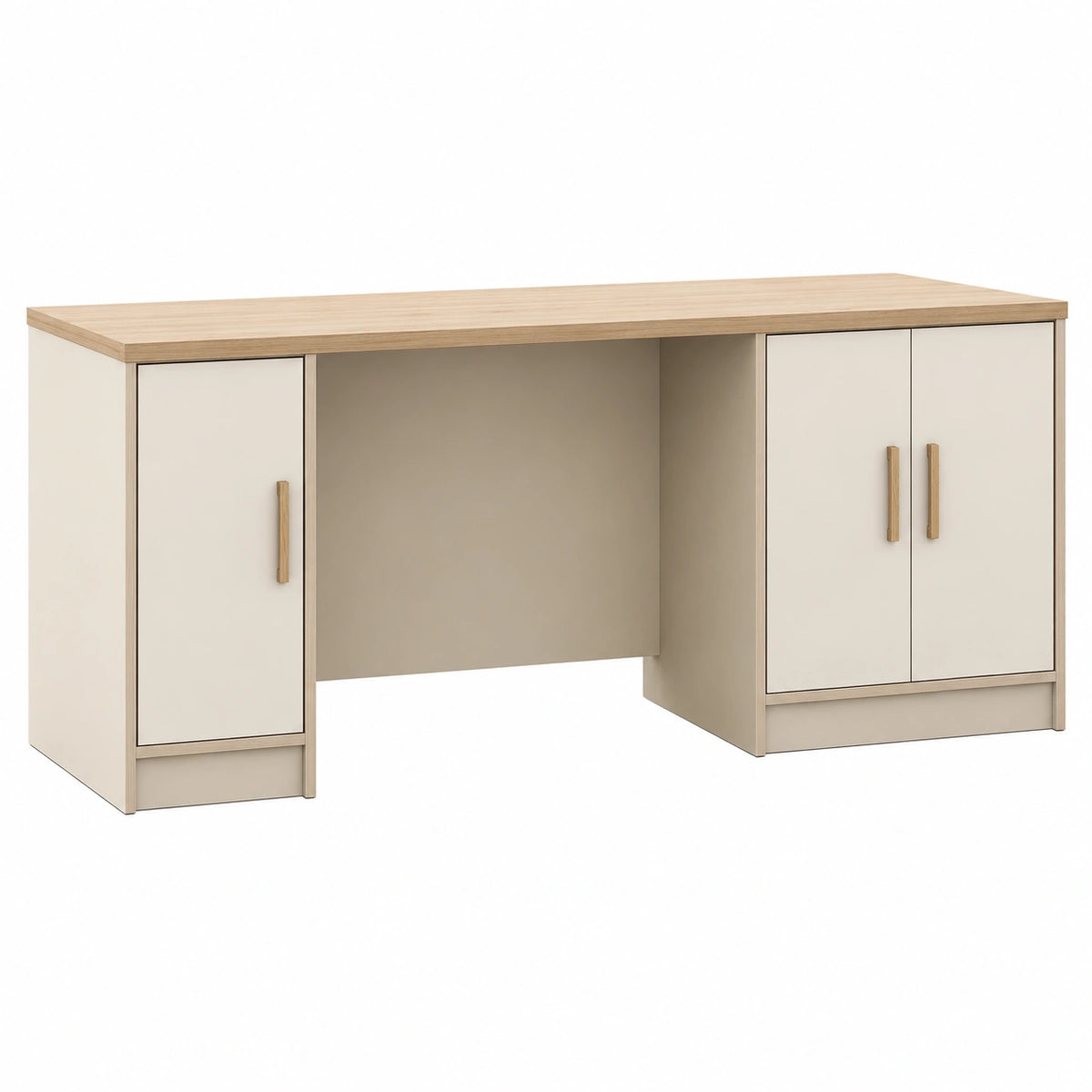 Escritorio de Madera y MDF con Puertas Beige 140x50x75 cm