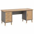 Escritorio de MDF y Metal con Almacenamiento 140x60x75 cm Roble/Gris