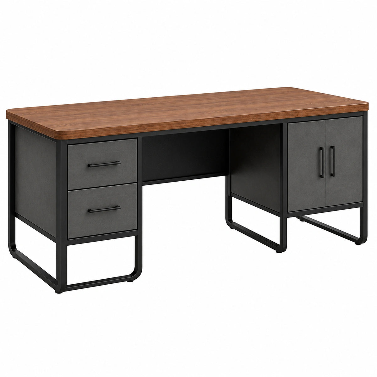 Escritorio de Madera MDF y Metal Negro con Cajones