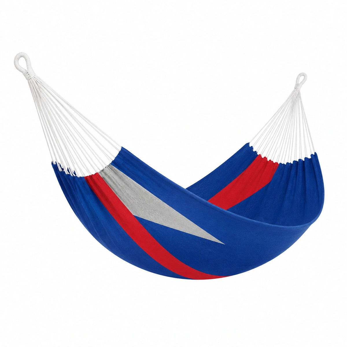 Hamaca de Algodón para Exterior con Cuerdas Azul y Rojo 200x150 cm