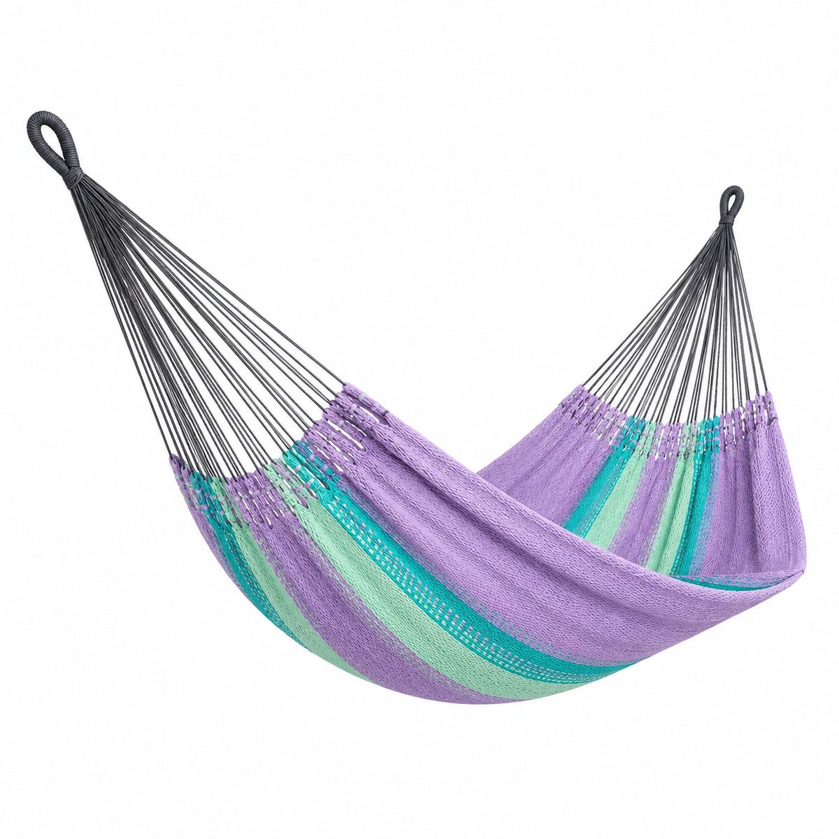 Hamaca de Algodón Violeta y Verde para Exterior 200cm