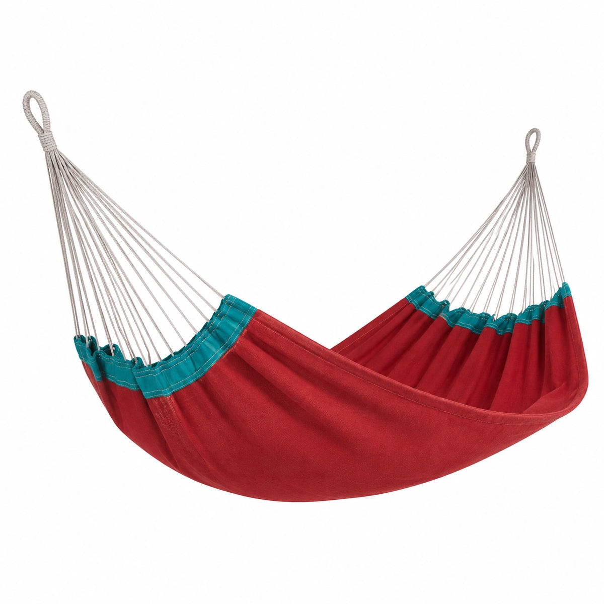 Hamaca de Algodón Rojo y Turquesa 200x150 cm