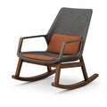 Silla Mecedora de Madera de Nogal con Tela de Poliéster Gris y Naranja