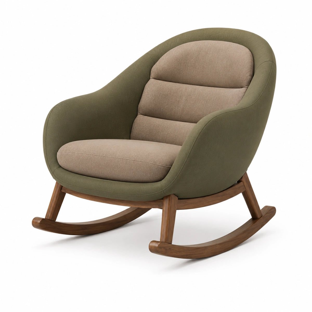 Silla mecedora de poliéster y madera de nogal 80x75x85 cm
