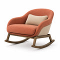 Mecedora de Tela con Estructura de Madera Colores Naranja y Beige