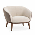 Sillón de Tela de Poliéster Beige con patas de Madera de Nogal