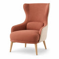 Sillón orejero de poliéster con patas de madera